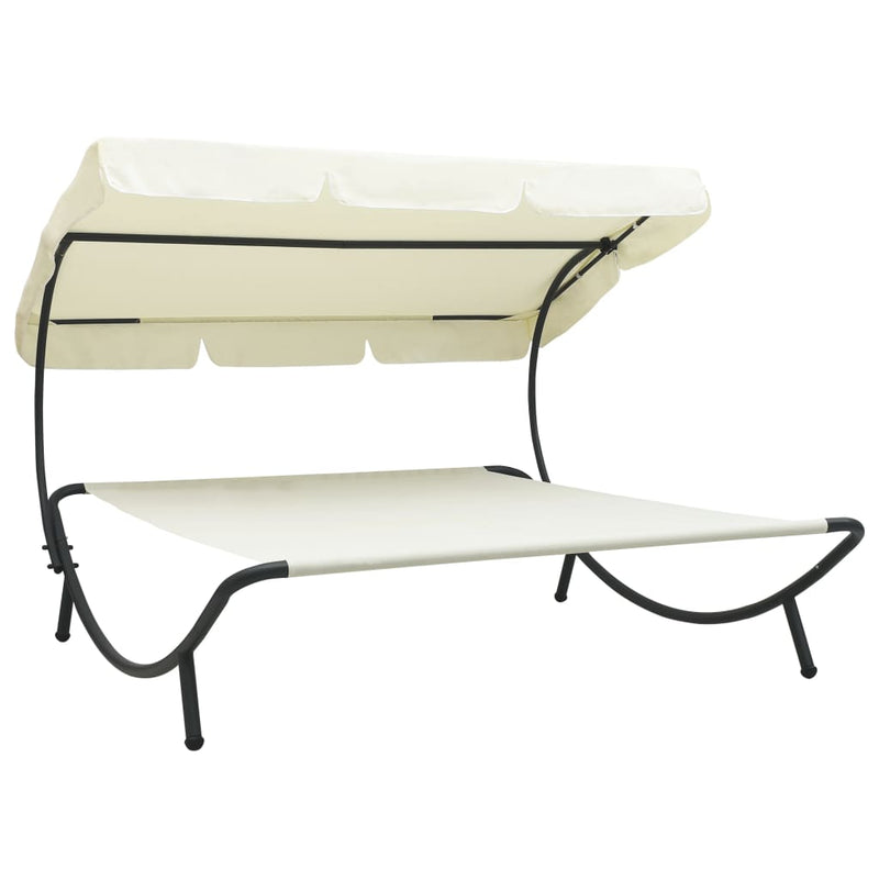 Loungebed met luifel crèmewit MeubelReus