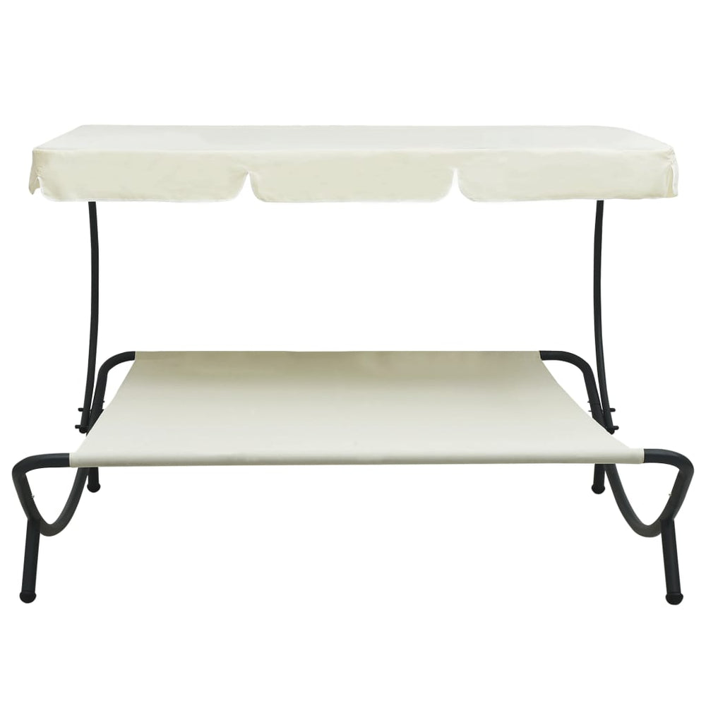Loungebed met luifel crèmewit MeubelReus