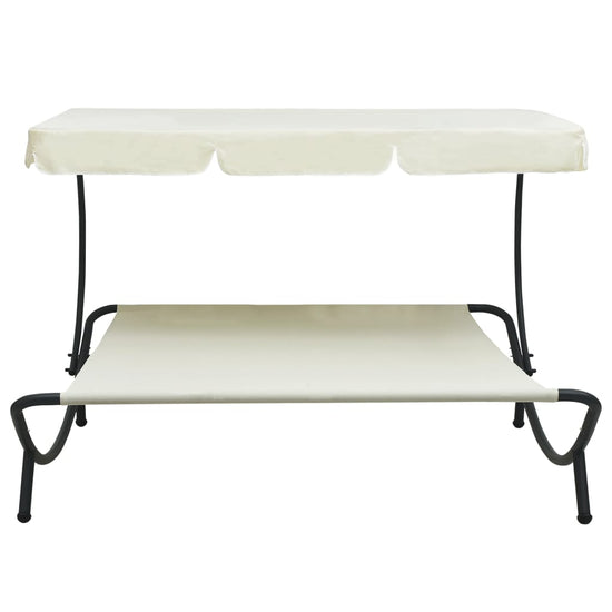 Loungebed met luifel crèmewit MeubelReus