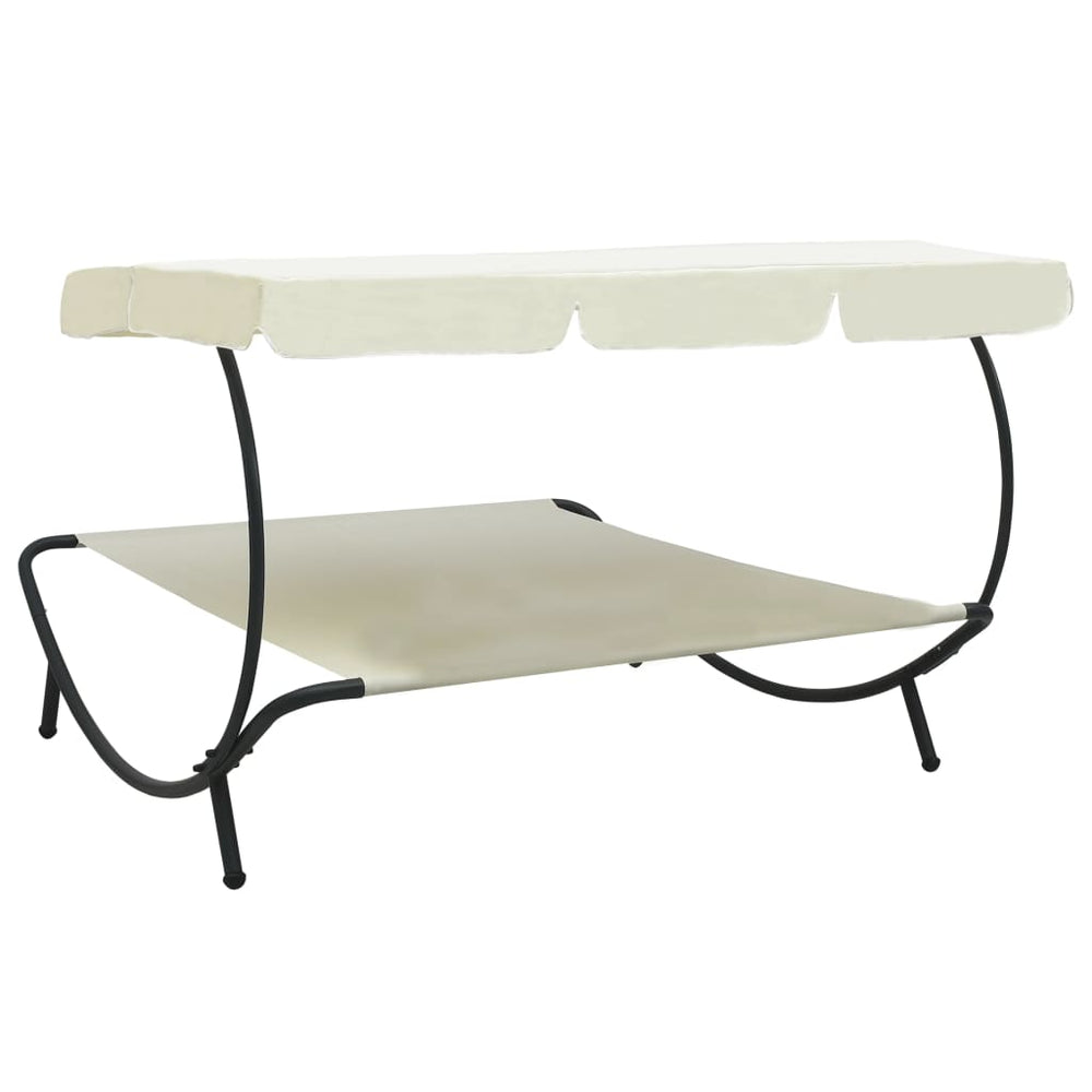 Loungebed met luifel crèmewit MeubelReus