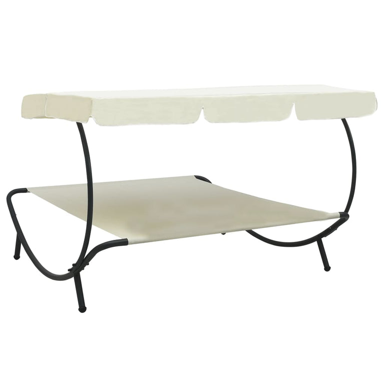 Loungebed met luifel crèmewit MeubelReus