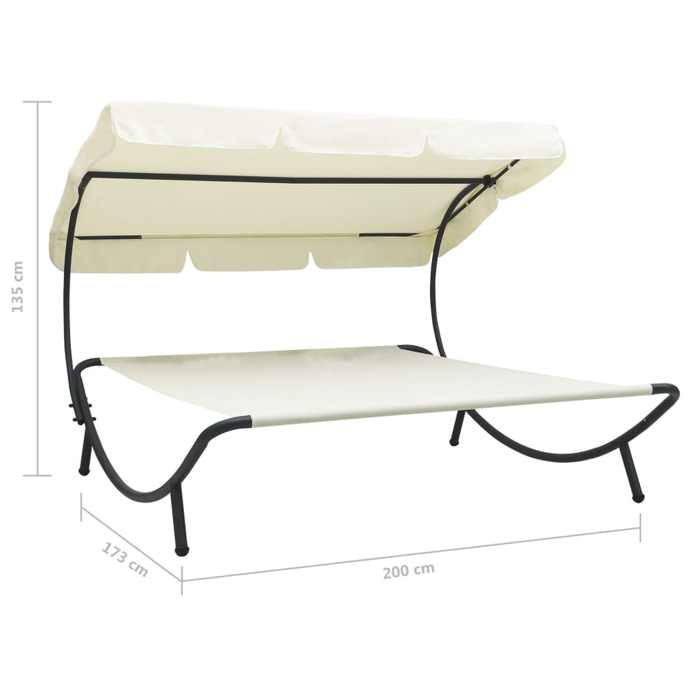 Loungebed met luifel crèmewit MeubelReus