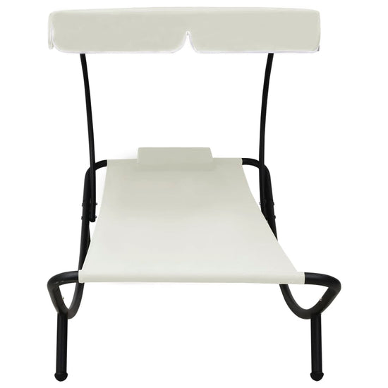 Loungebed met luifel en kussen crèmewit MeubelReus