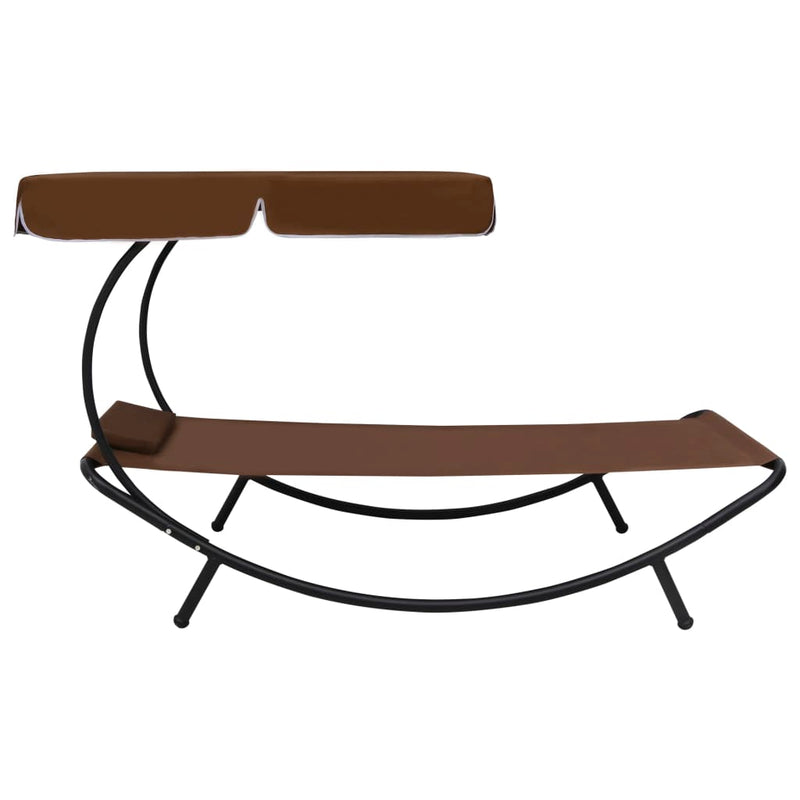 Loungebed met luifel en kussen bruin MeubelReus