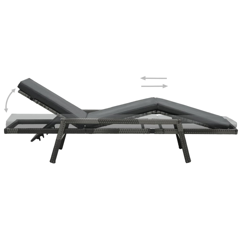 Ligbed met kussen poly rattan grijs MeubelReus