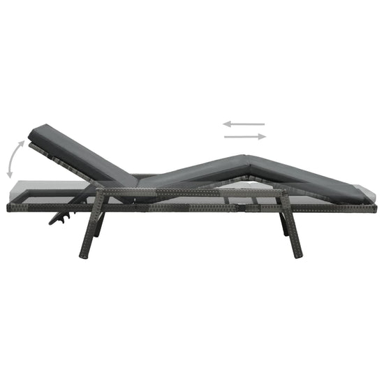 Ligbed met kussen poly rattan grijs MeubelReus