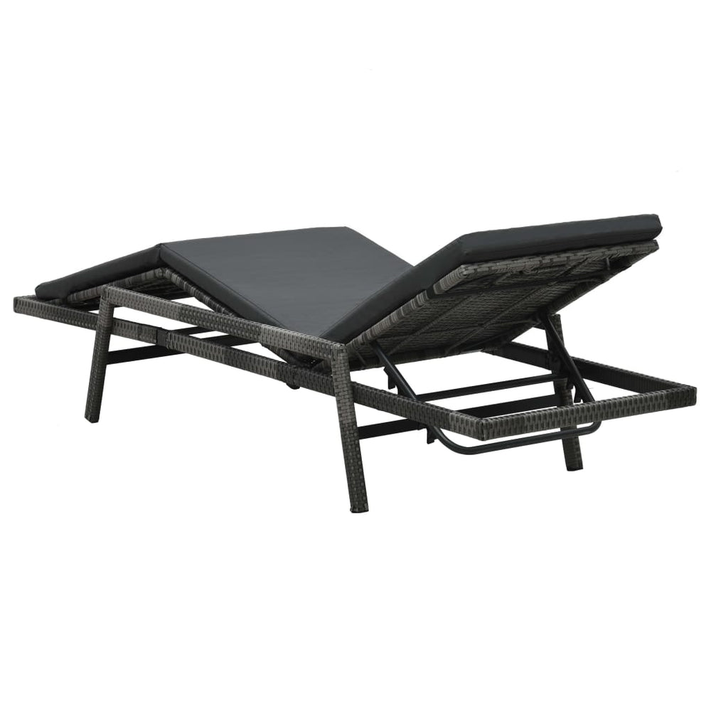 Ligbed met kussen poly rattan grijs MeubelReus