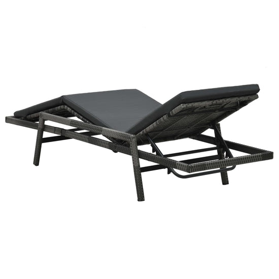 Ligbed met kussen poly rattan grijs MeubelReus