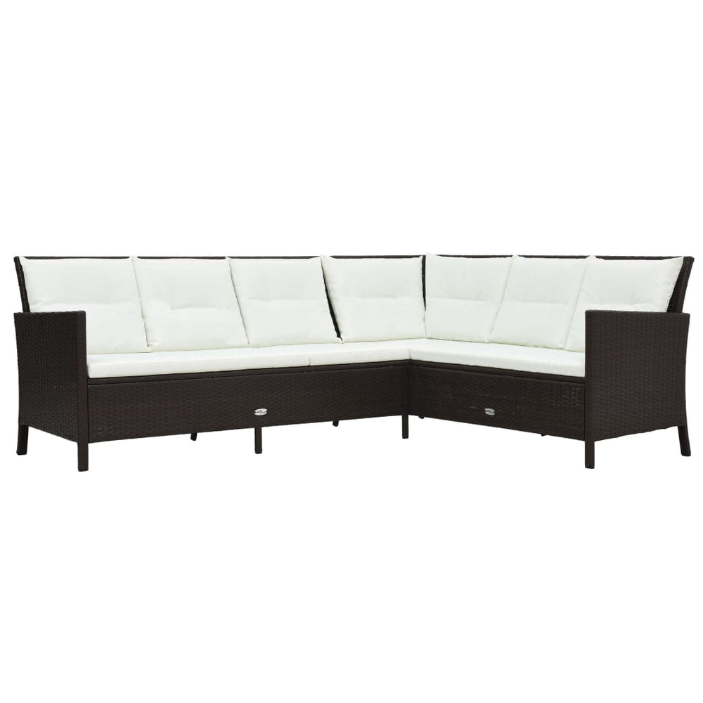 3-delige Loungeset met kussens poly rattan bruin MeubelReus