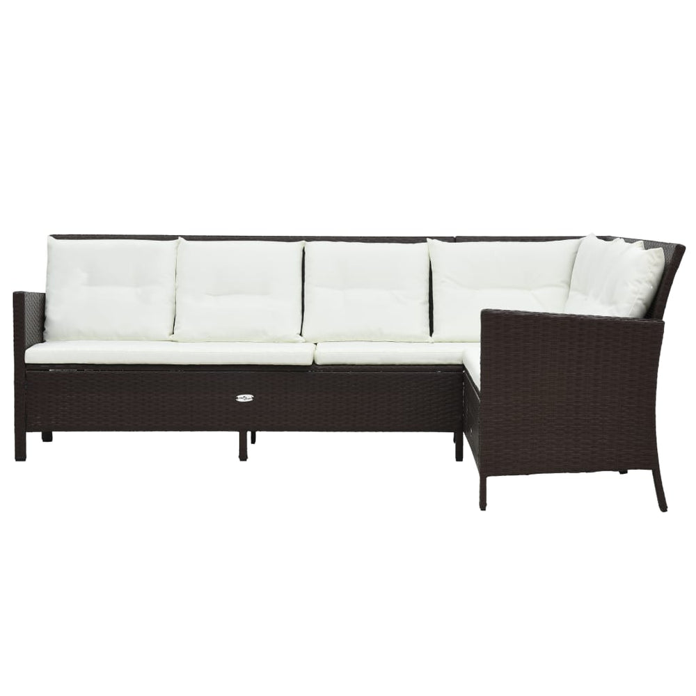3-delige Loungeset met kussens poly rattan bruin MeubelReus