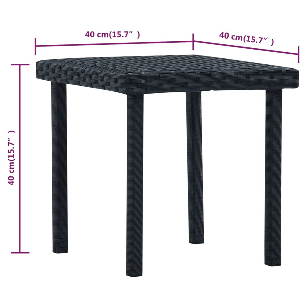Tuintheetafel 40x40x40 cm poly rattan zwart MeubelReus