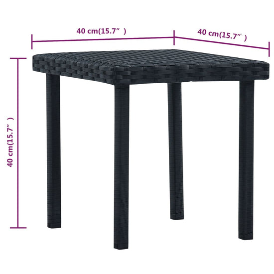 Tuintheetafel 40x40x40 cm poly rattan zwart MeubelReus