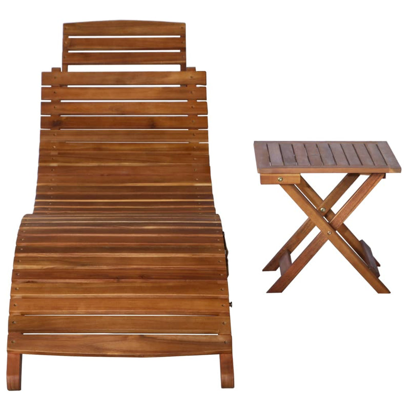 Ligbed met tafel massief acaciahout bruin MeubelReus