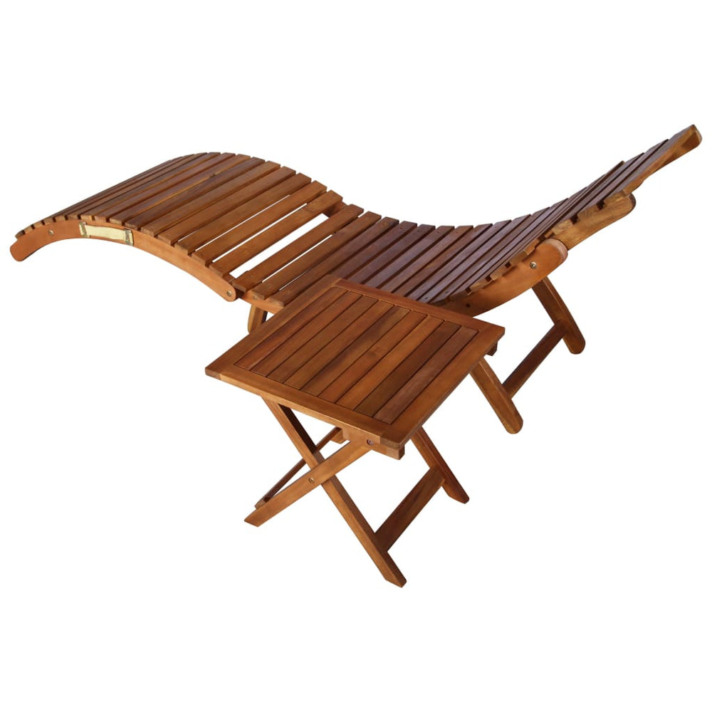 Ligbed met tafel massief acaciahout bruin MeubelReus