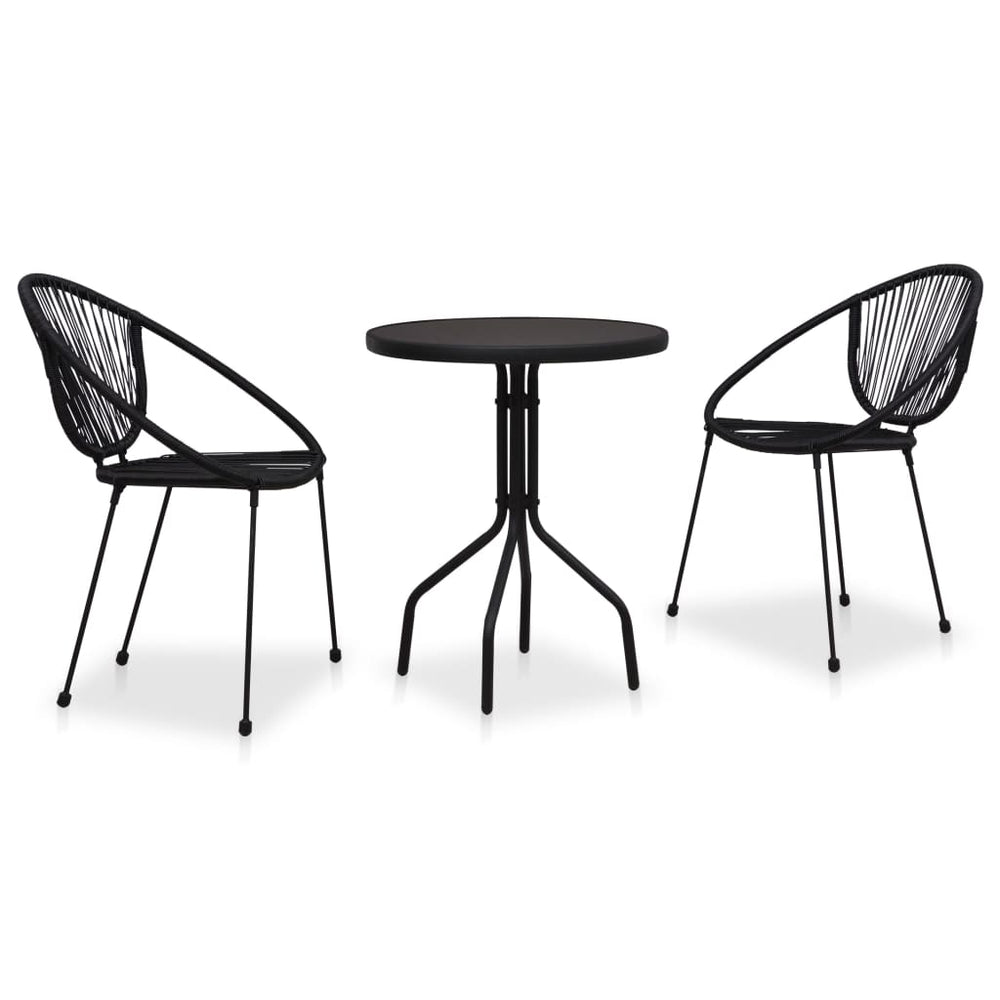 3-delige Bistroset PVC-rattan zwart MeubelReus