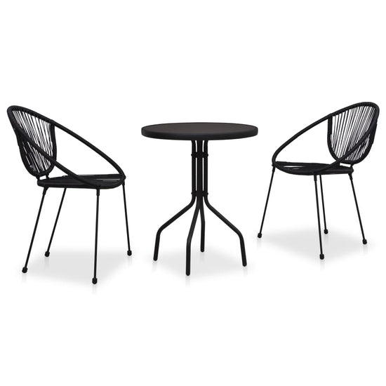 3-delige Bistroset PVC-rattan zwart MeubelReus