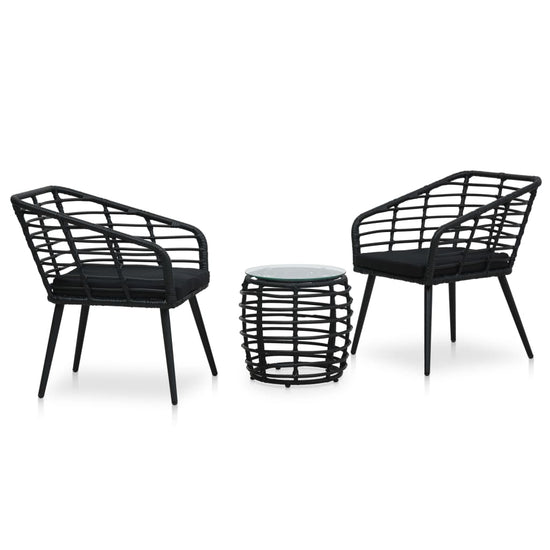 3-delige Bistroset poly rattan zwart MeubelReus