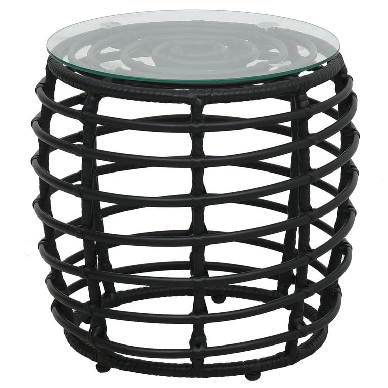 3-delige Bistroset poly rattan zwart MeubelReus