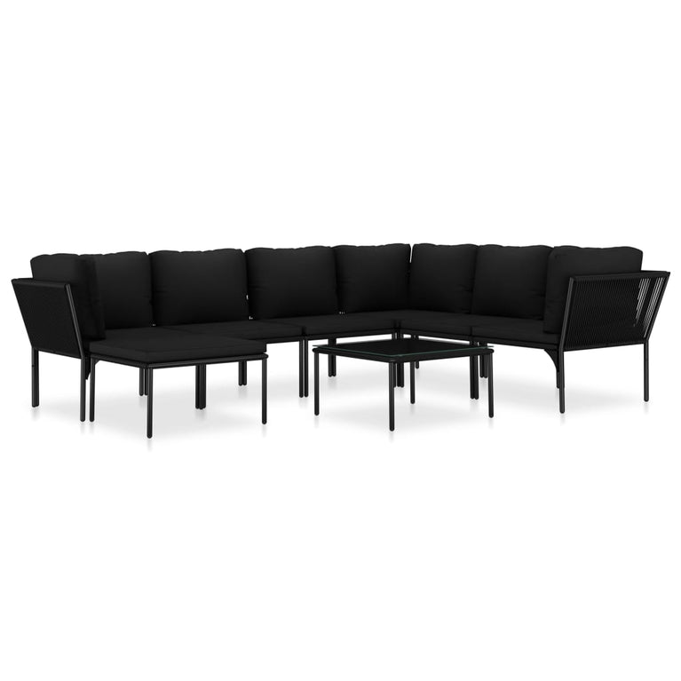 8-delige Loungeset met kussens PVC zwart MeubelReus