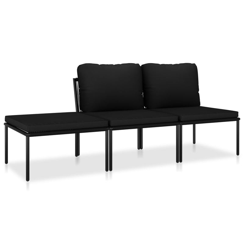 3-delige Loungeset met kussens PVC zwart MeubelReus