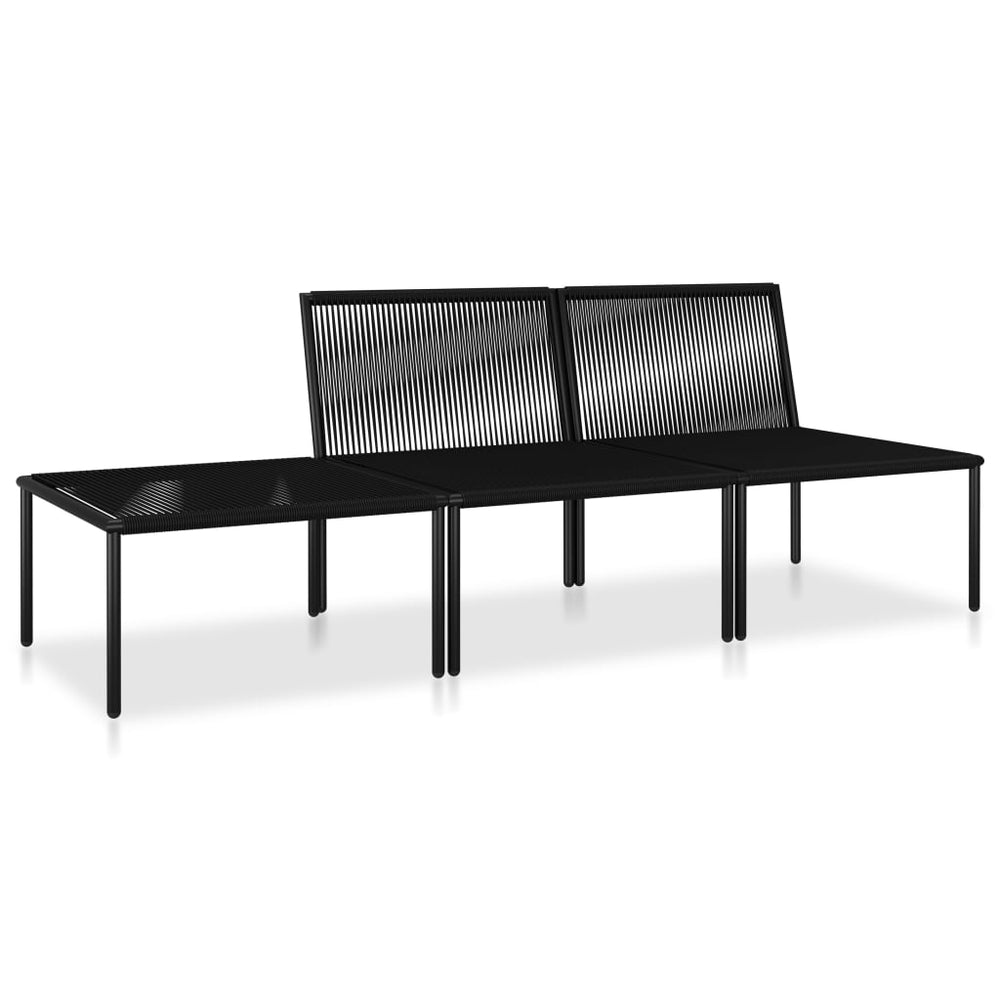 3-delige Loungeset met kussens PVC zwart MeubelReus
