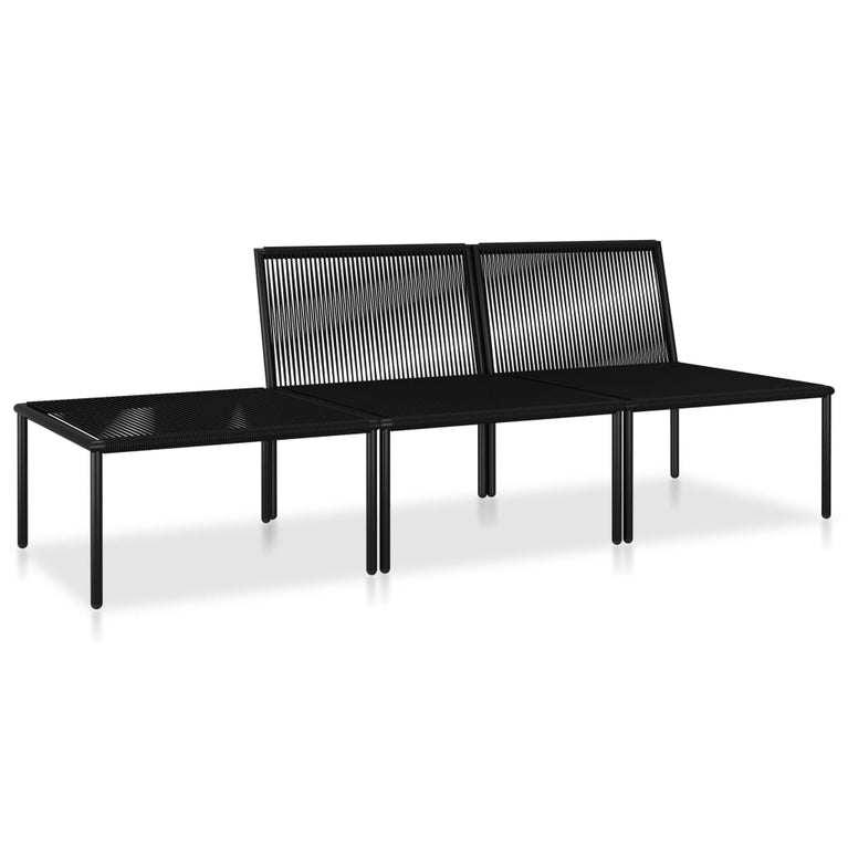 3-delige Loungeset met kussens PVC zwart MeubelReus