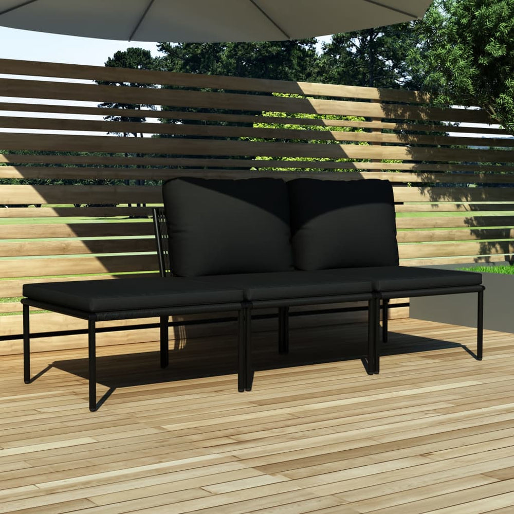 3-delige Loungeset met kussens PVC zwart MeubelReus