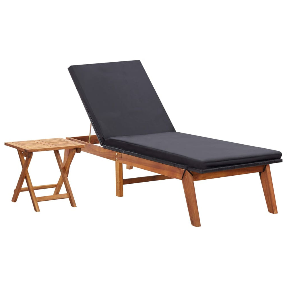 Ligbed met tafel poly rattan en massief acaciahout MeubelReus