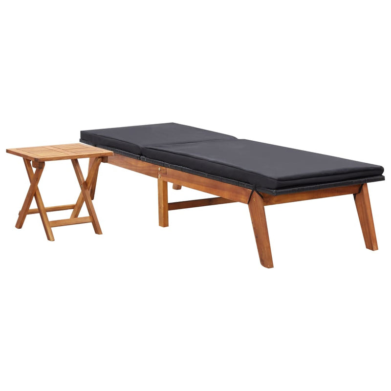 Ligbed met tafel poly rattan en massief acaciahout MeubelReus