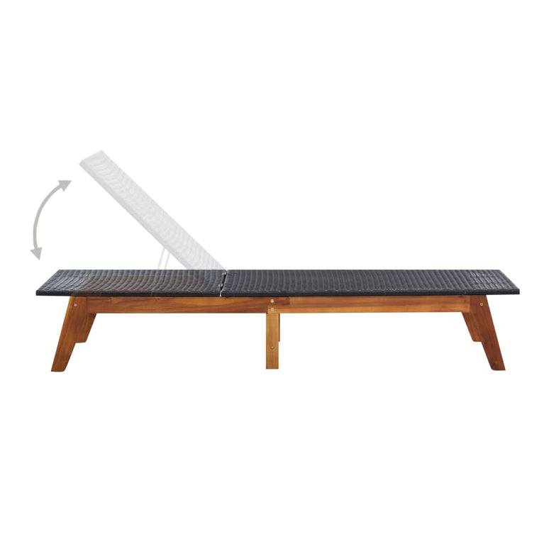 Ligbed met tafel poly rattan en massief acaciahout MeubelReus