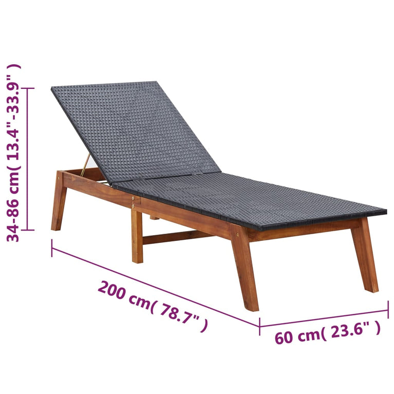 Ligbed met tafel poly rattan en massief acaciahout MeubelReus