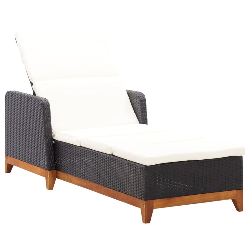 Ligbed poly rattan en massief acaciahout zwart MeubelReus