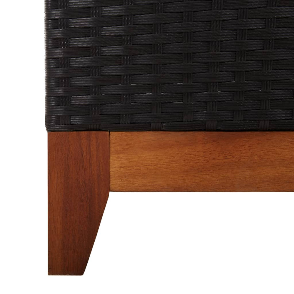 Ligbed poly rattan en massief acaciahout zwart MeubelReus