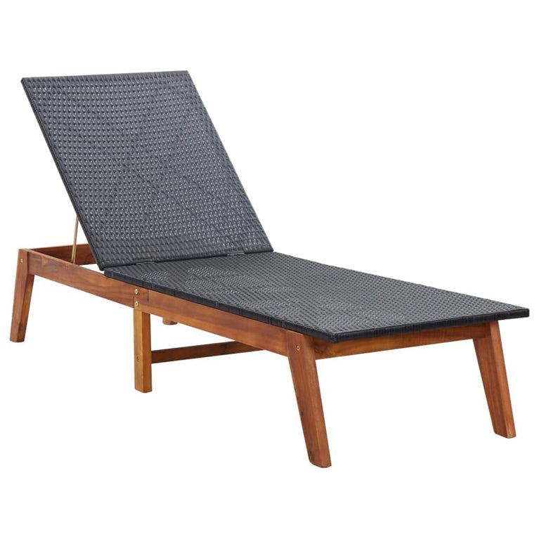 Ligbed poly rattan en massief acaciahout MeubelReus