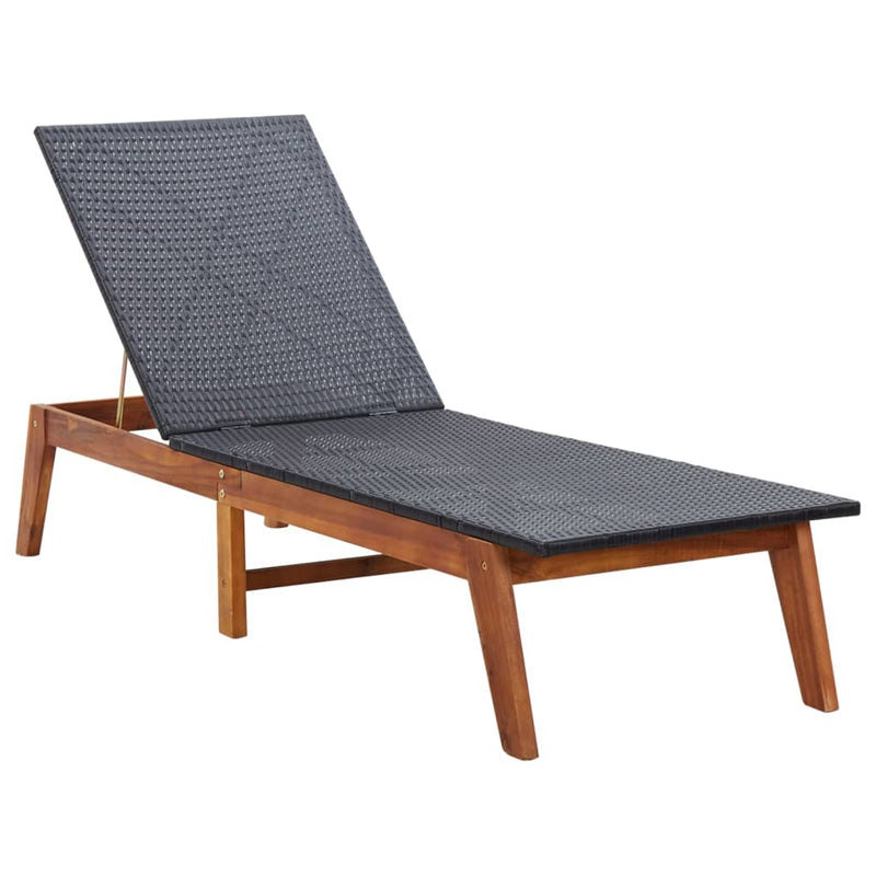 Ligbed poly rattan en massief acaciahout MeubelReus