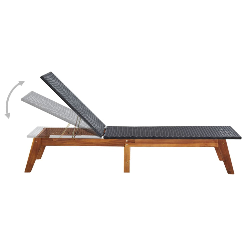 Ligbed poly rattan en massief acaciahout MeubelReus