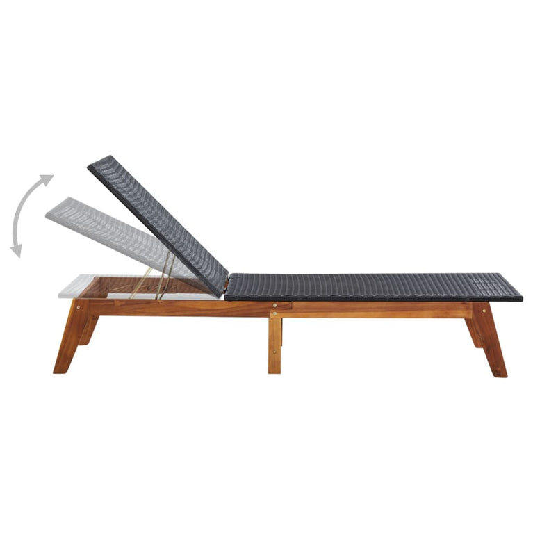 Ligbed poly rattan en massief acaciahout MeubelReus
