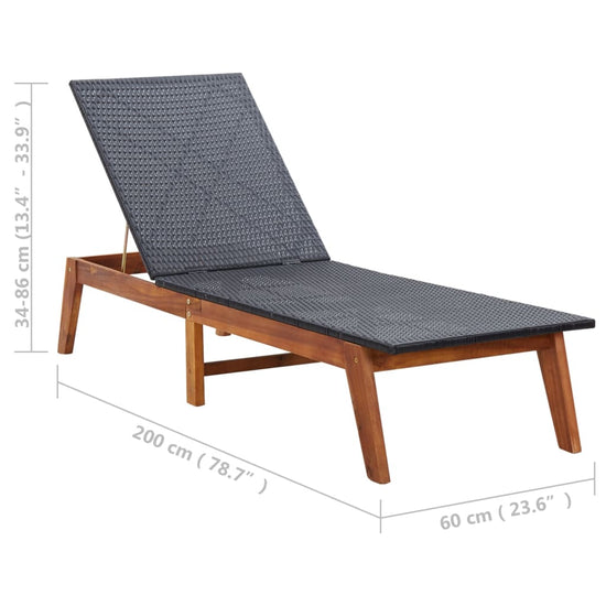 Ligbed poly rattan en massief acaciahout MeubelReus