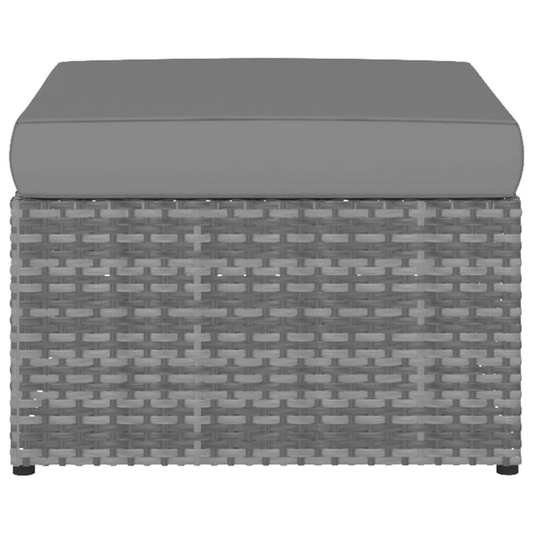 Tuinstoel met voetenbank poly rattan antracietkleurig MeubelReus