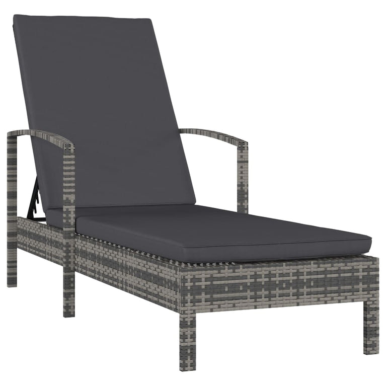 Ligbed met armleuningen poly rattan grijs MeubelReus