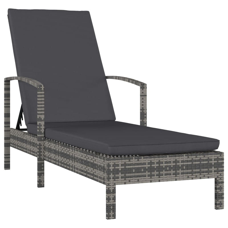Ligbed met armleuningen poly rattan grijs MeubelReus