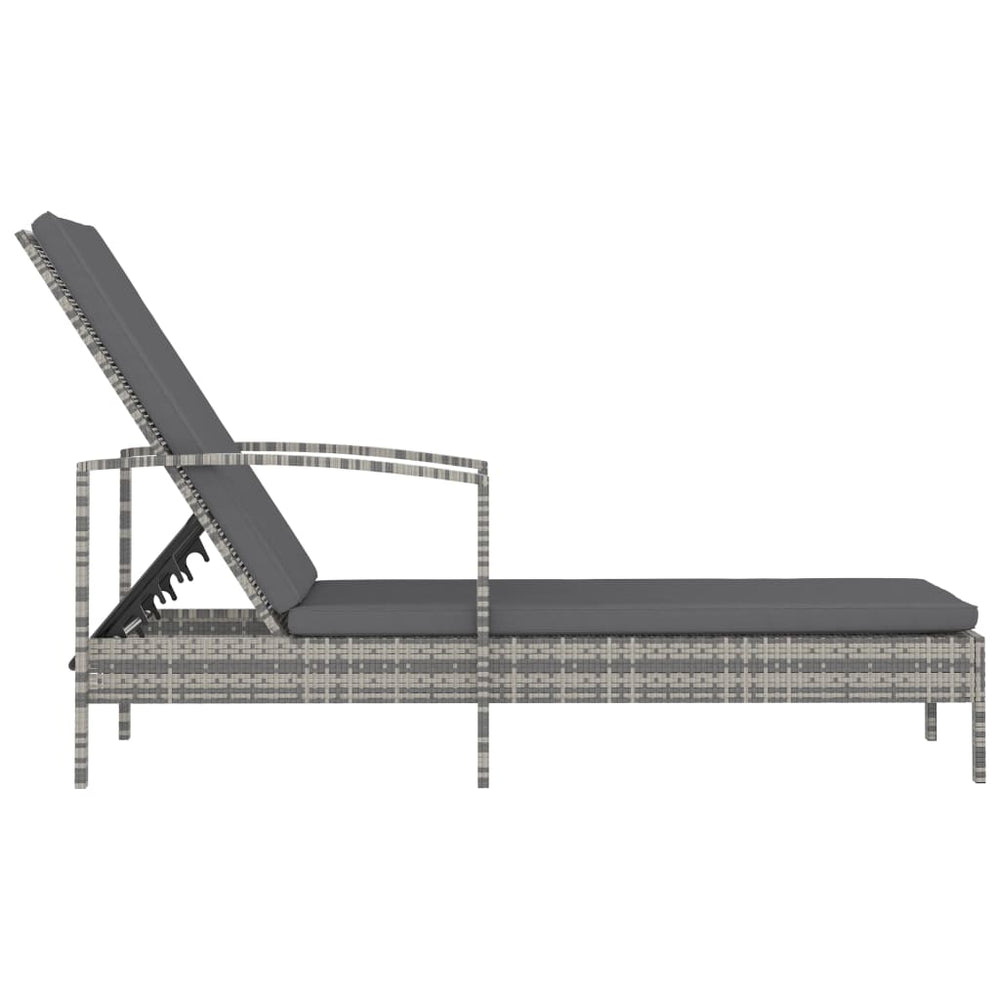 Ligbed met armleuningen poly rattan grijs MeubelReus