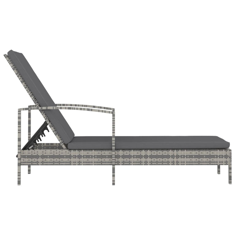 Ligbed met armleuningen poly rattan grijs MeubelReus