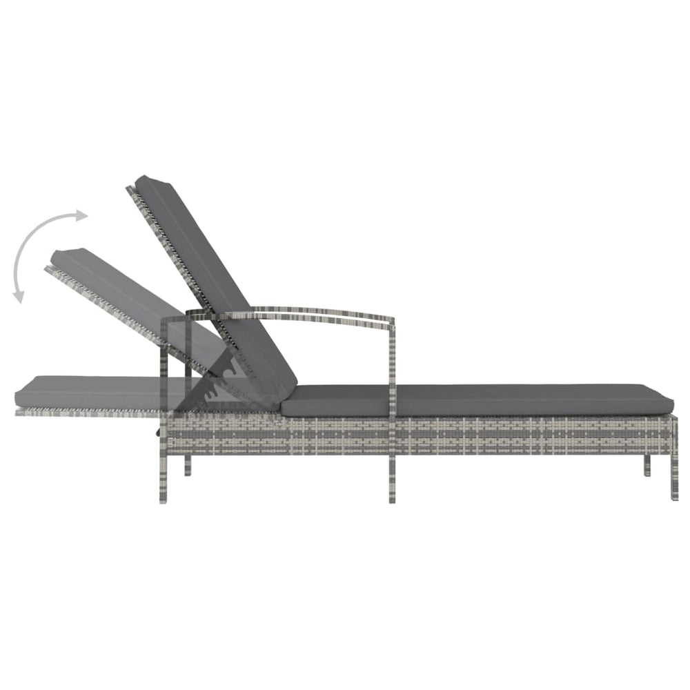 Ligbed met armleuningen poly rattan grijs MeubelReus
