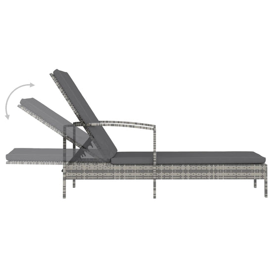 Ligbed met armleuningen poly rattan grijs MeubelReus
