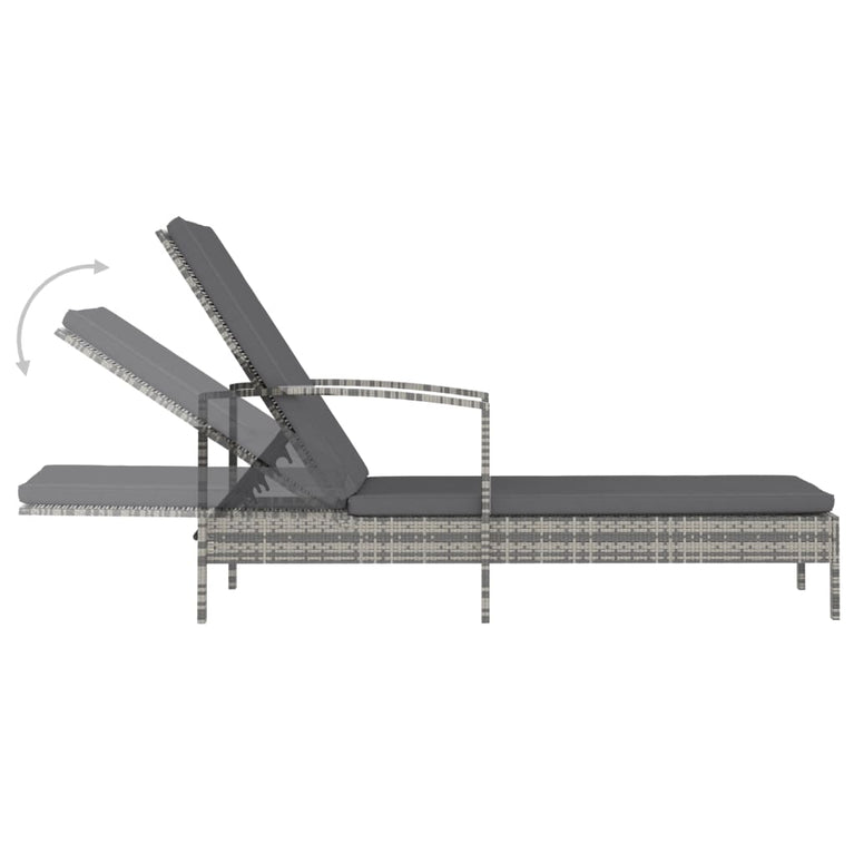 Ligbed met armleuningen poly rattan grijs MeubelReus