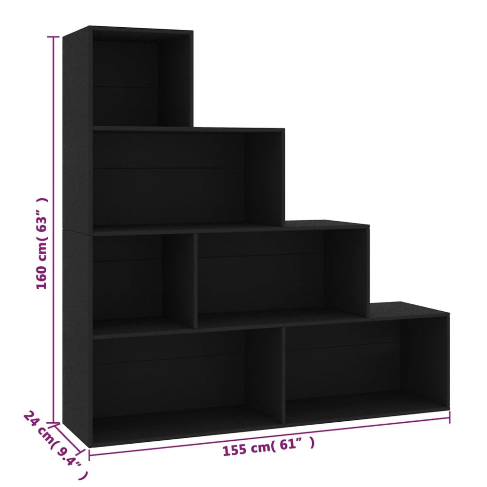 Boekenkast/kamerscherm 155x24x160 cm bewerkt hout zwart MeubelReus