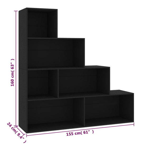 Boekenkast/kamerscherm 155x24x160 cm bewerkt hout zwart MeubelReus