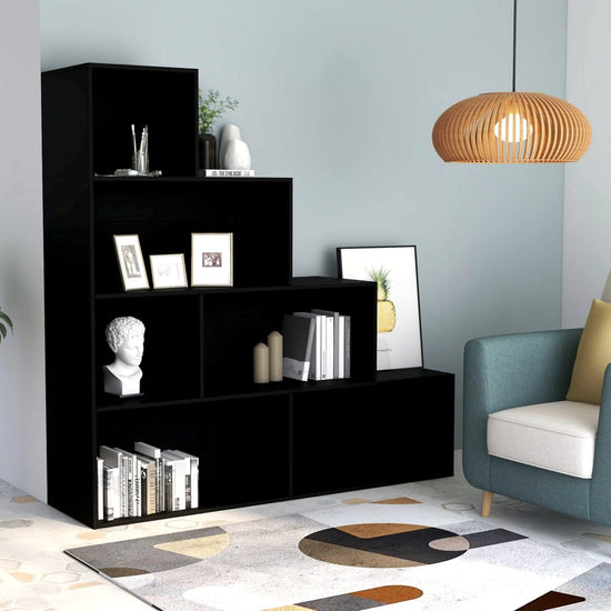 Boekenkast/kamerscherm 155x24x160 cm bewerkt hout zwart MeubelReus