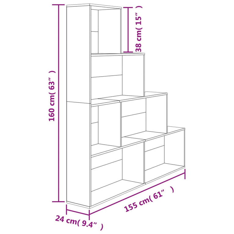 Boekenkast/kamerscherm 155x24x160 cm bewerkt hout sonoma eiken MeubelReus